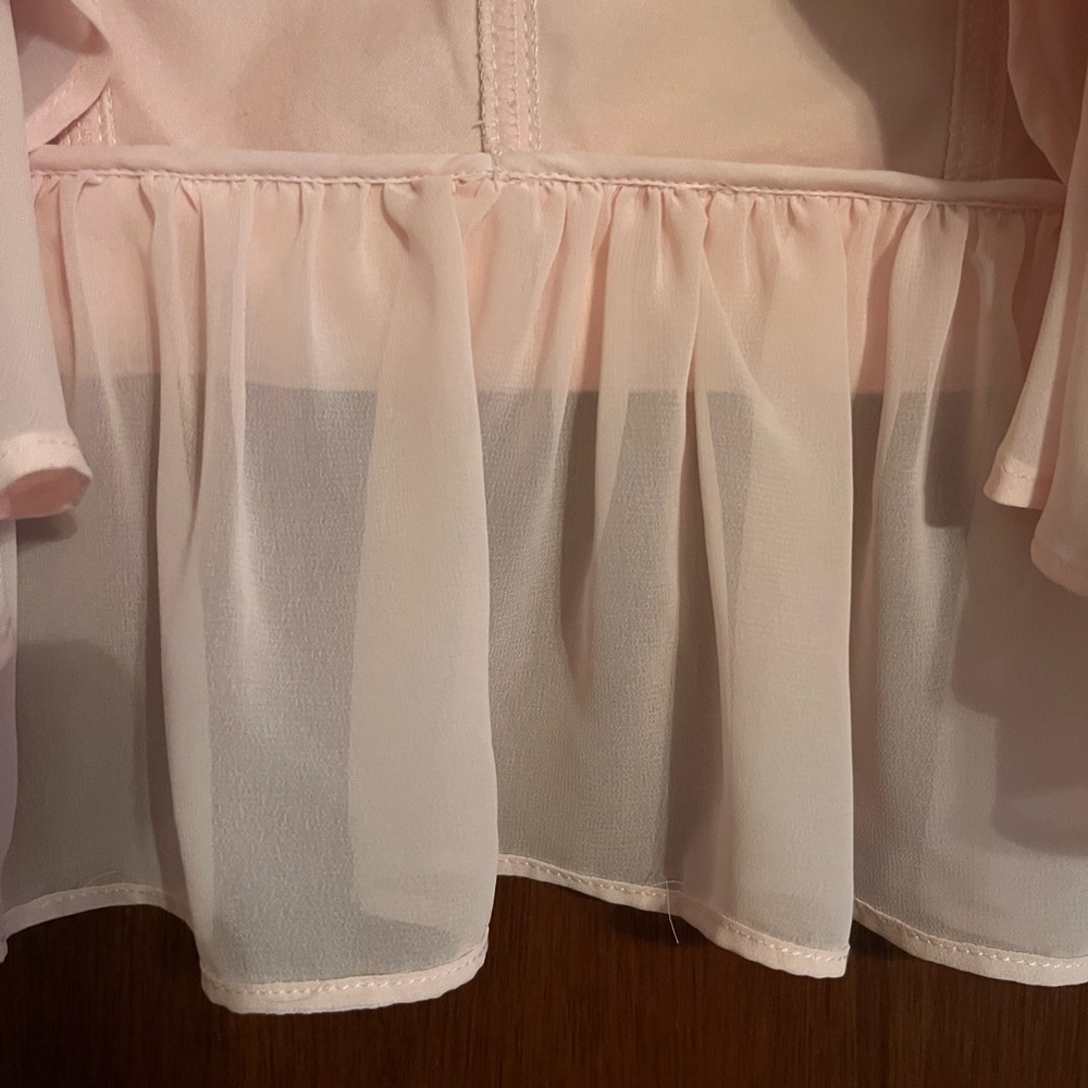 White House Black Market Light Pink Ruffled Blazer - Picture 5 of 7